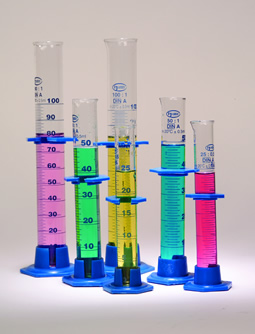 Cylinders, Glass with Plastic Hex Base